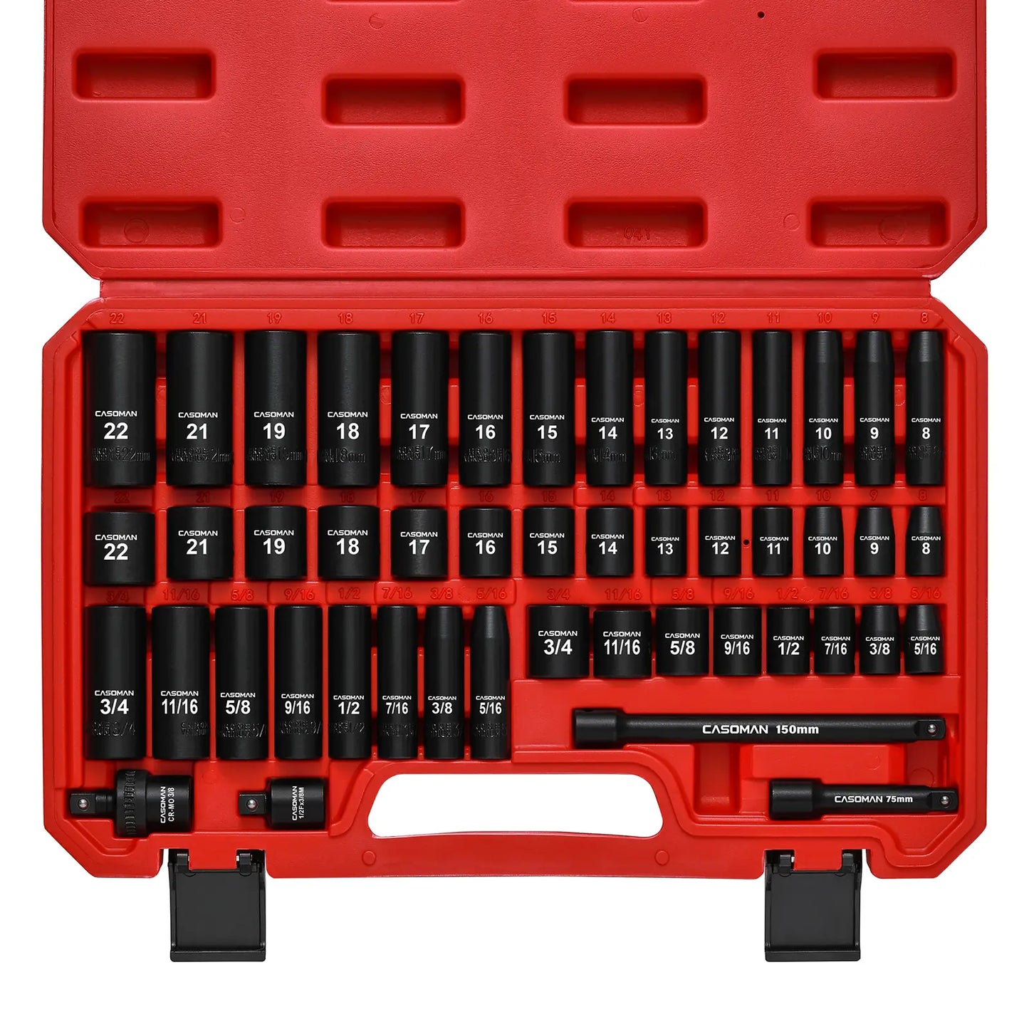 3/8 Inch Drive CR-V Impact Socket Set 49PCS, Complete Mechanic Tool Kit with Ratchet & Accessories for Auto Maintenance