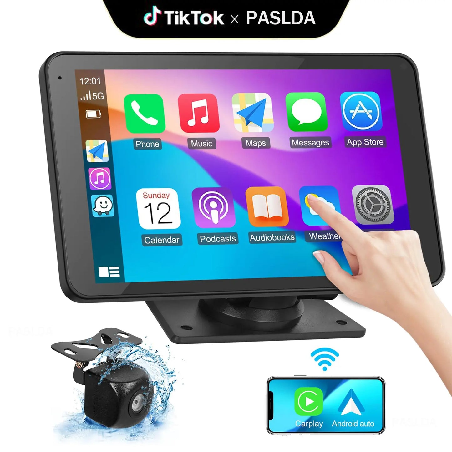 Upgraded Portable Wireless CarPlay Screen Adapter, Compatible with iPhone & Android, Smooth In-Car Entertainment System