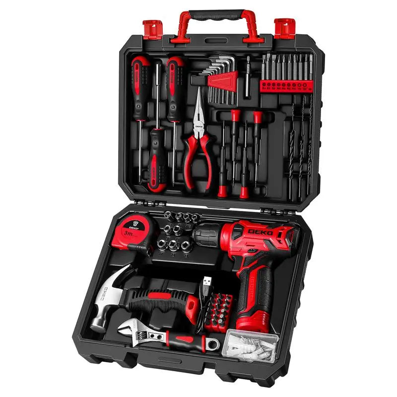 126PCS Cordless Drill Tool Set 8V Rechargeable Power Drill with Carry Case, Household Repair Tools, Ideal Gift for Dads