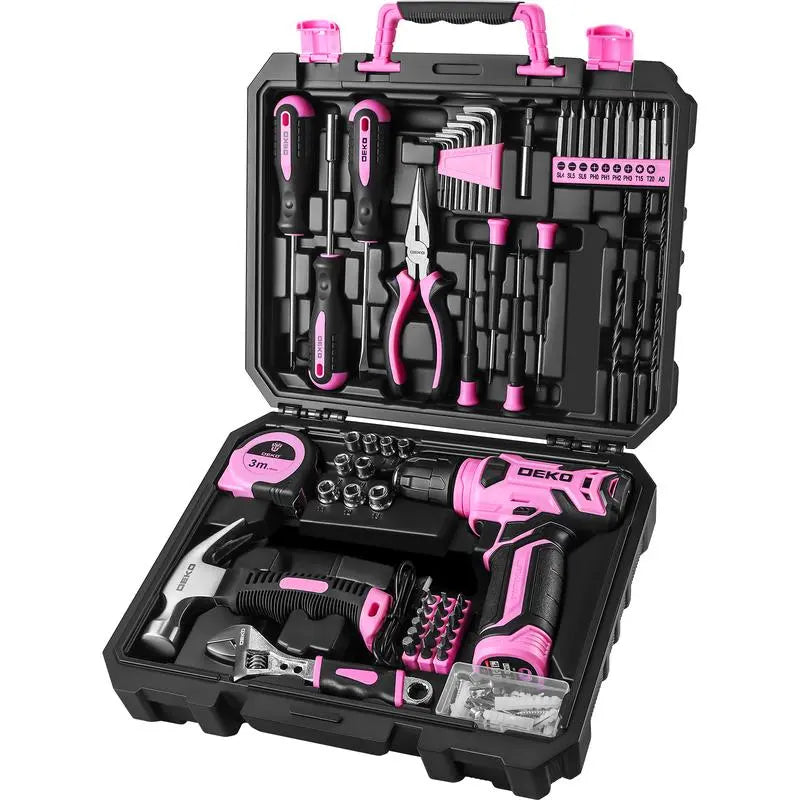 126PCS Cordless Drill Tool Set 8V Rechargeable Power Drill with Carry Case, Household Repair Tools, Ideal Gift for Dads