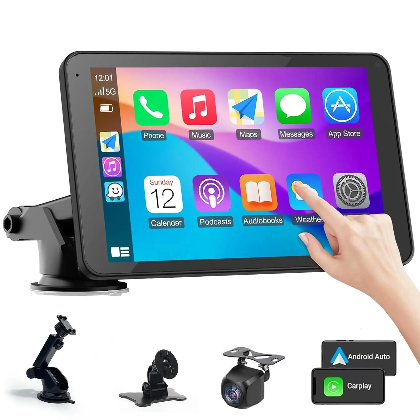 Upgraded Portable Wireless CarPlay Screen Adapter, Compatible with iPhone & Android, Smooth In-Car Entertainment System