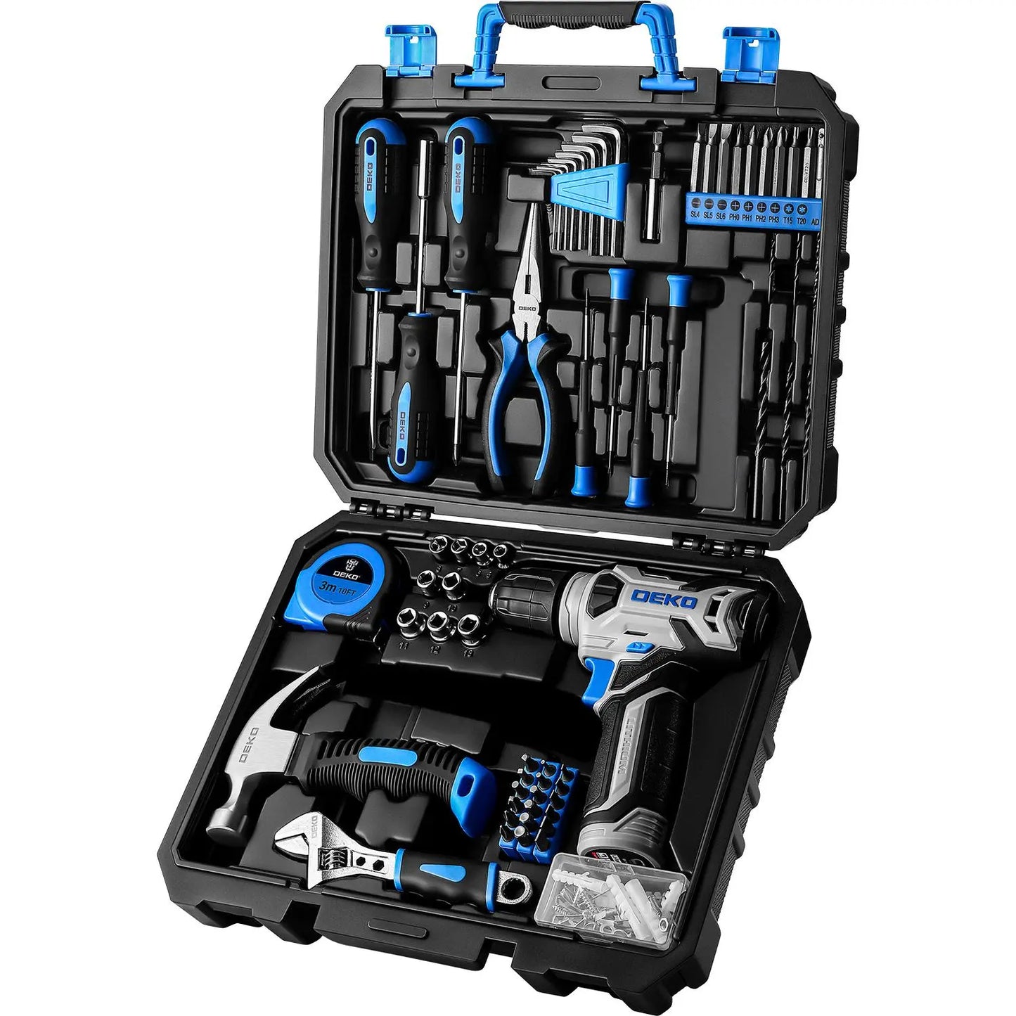 126PCS Cordless Drill Tool Set 8V Rechargeable Power Drill with Carry Case, Household Repair Tools, Ideal Gift for Dads