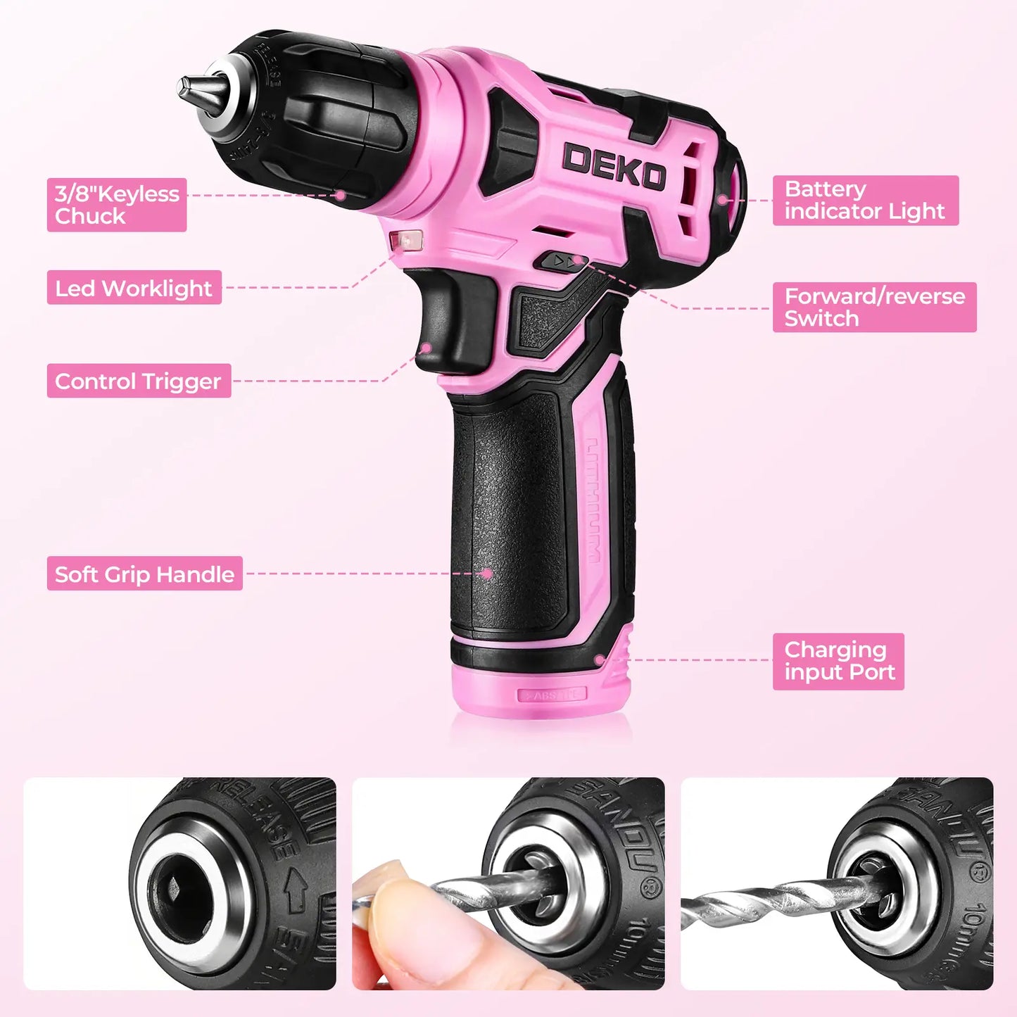 126PCS Cordless Drill Tool Set 8V Rechargeable Power Drill with Carry Case, Household Repair Tools, Ideal Gift for Dads