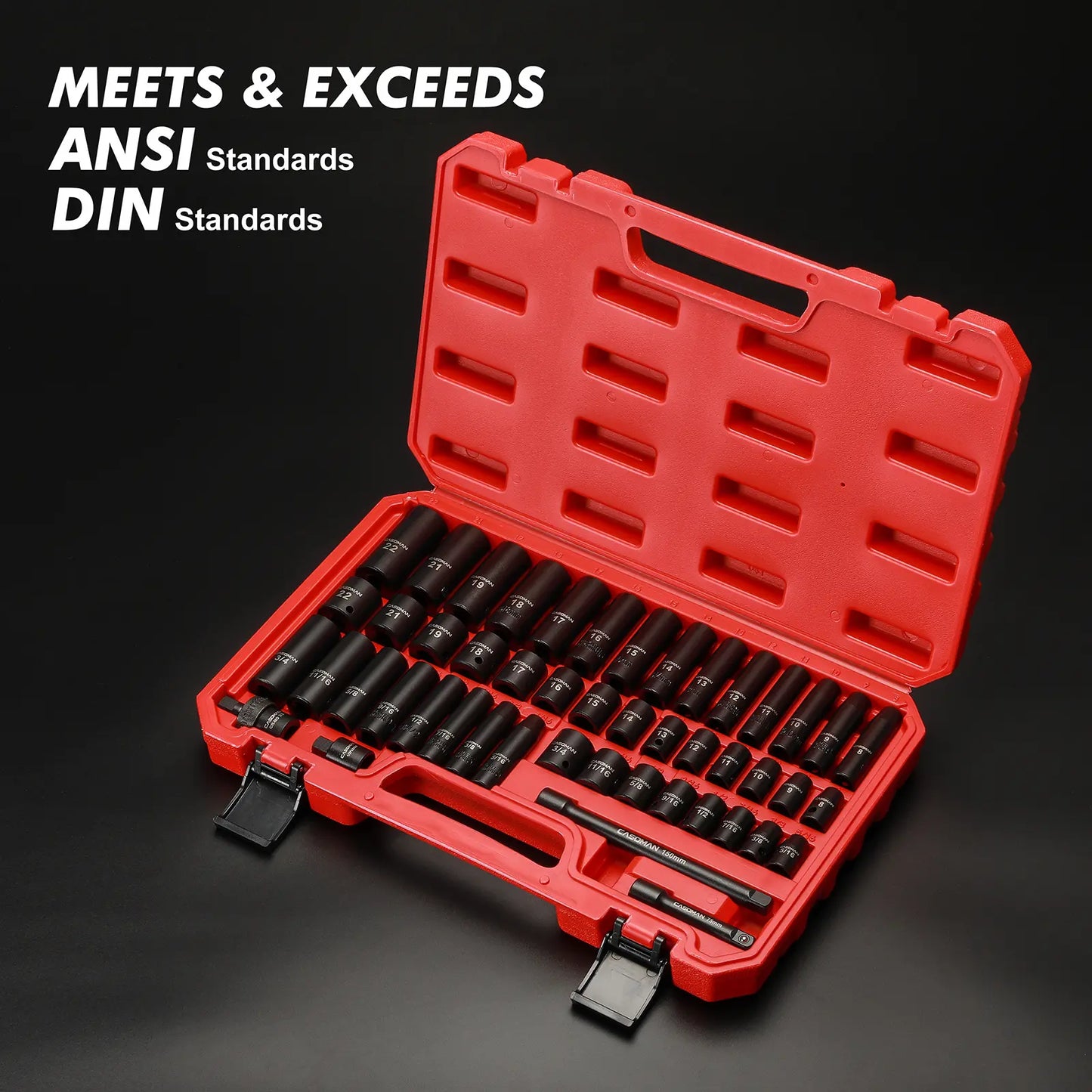 3/8 Inch Drive CR-V Impact Socket Set 49PCS, Complete Mechanic Tool Kit with Ratchet & Accessories for Auto Maintenance