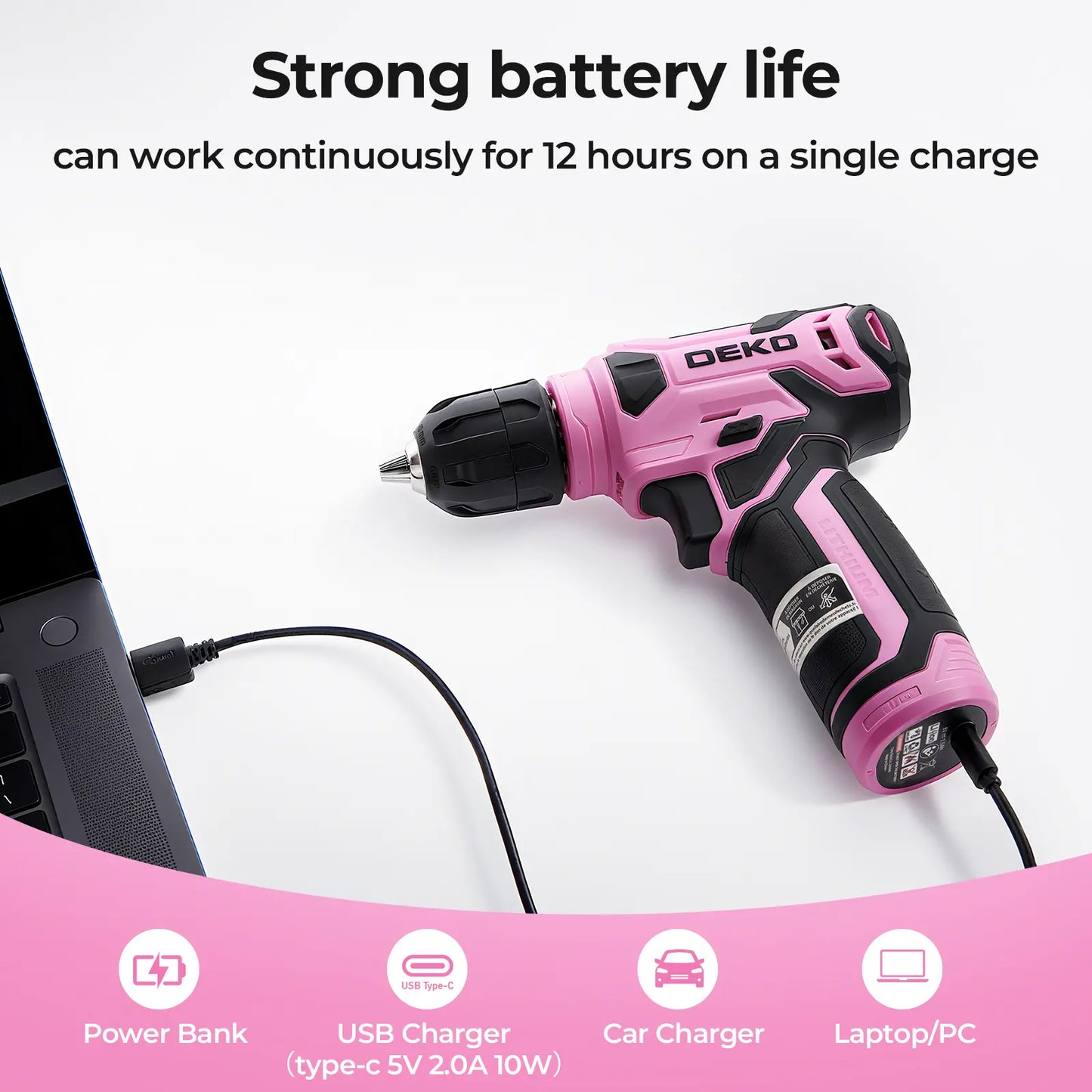 126PCS Cordless Drill Tool Set 8V Rechargeable Power Drill with Carry Case, Household Repair Tools, Ideal Gift for Dads
