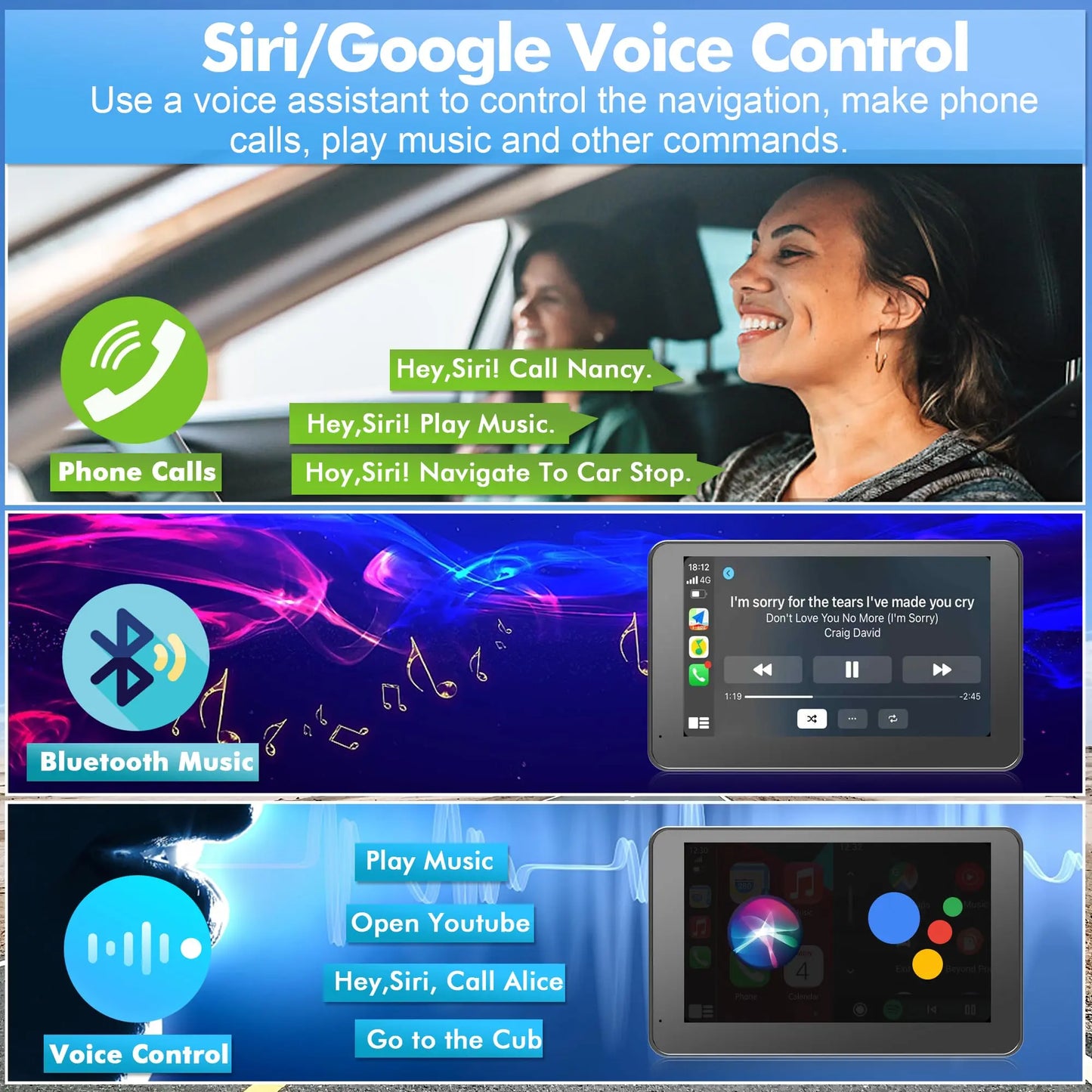 Upgraded Portable Wireless CarPlay Screen Adapter, Compatible with iPhone & Android, Smooth In-Car Entertainment System